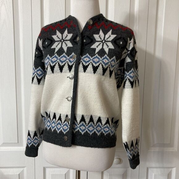 Vintage Lady Puritan Snowflake Cardigan Sweater Womens Size S/M Button Front - Picture 8 of 15